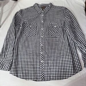 Bit &‎ Bridle Women's Size 1X Shirt Lightweight Black/white Plaid Long Sleeve